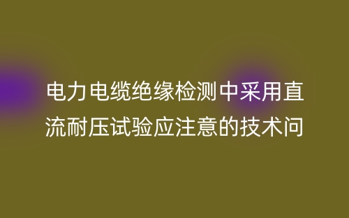 電力電纜絕緣檢測(cè)中采用直流耐壓試驗(yàn)應(yīng)注意的技術(shù)問題(圖1)