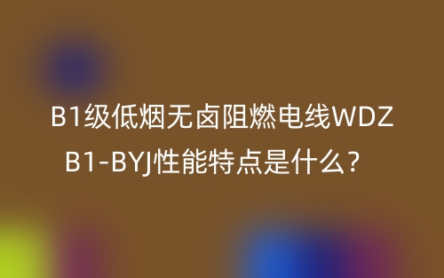 B1級低煙無鹵阻燃電線WDZB1-BYJ性能特點是什么？(圖1)
